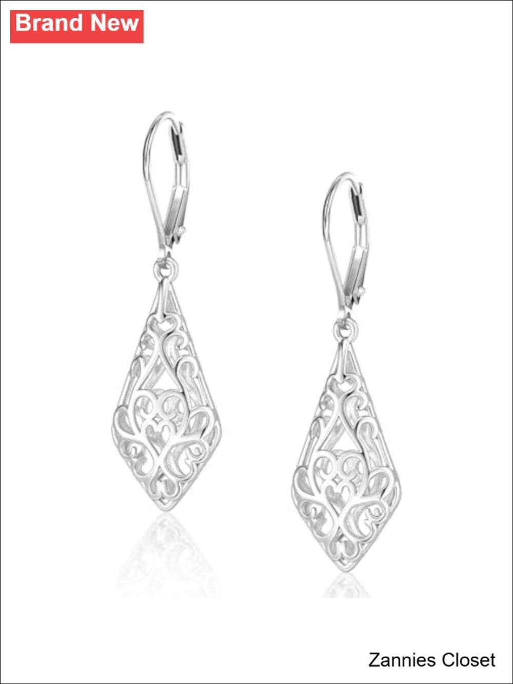 ✨BOUTIQUELOVIN Filigree Dangle Earrings Leverback Silver Plated Brass Drop